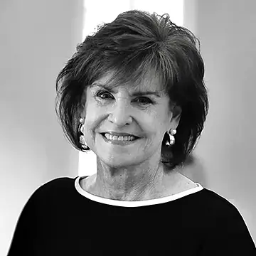 Black and white photo of smiling person