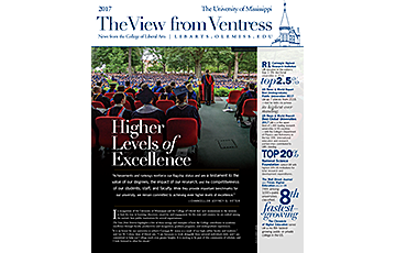 The View from Ventress newsletter cover with image of a graduation ceremony. Headline reads: "Higher Levels of Excellence"