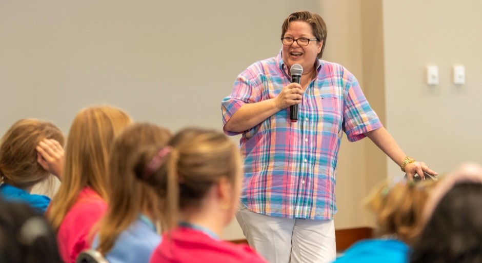 Image of Jamie Harker speaking to a crowd