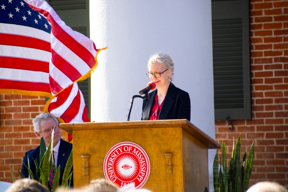 Image of Katie McKee at the podium