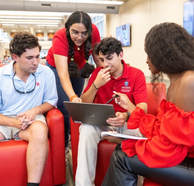 image of a group of students studying together in the Union