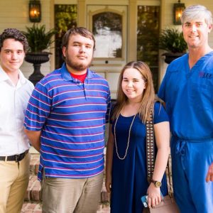 Dr. Preston Lee (right) of Oxford, Mississippi, greets recipients of the scholarships he and his wife, Elise Hayles Lee, established at the University of Mississippi. Students (from left) are Patrick Jenkins, a history major from Coldwater, Mississippi, who received the Lee Family Dentistry Scholarship in recognition of the Tate County community, where Lee has a clinic; Herman Story, a computer science major from Oxford, who received the Lisa Jacob Hayles Scholarship in honor of Lee's mother-in-law; and Avery Duke, a biology major from Oxford, who received the Karen Crocker Lee Scholarship in honor of Lee's mother who graduated from Ole Miss in 1973 with a bachelor’s degree in education.