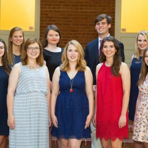 The Croft Institute for International Studies welcomes scholars (Back Row left to right): Kylie Bring, Cristina Pendergrast, Joey Baker, (Front Row left to right): Emma Rice, Lauren Newman, Summer Caraway, Jessica Flynn and Olivia George
