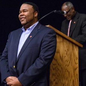 Ryan Upshaw, pictured here receiving the Lift Every Voice Award in 2016, remains an active alumnus of the UM Black Student Union. Photo by Robert Jordan/Ole Miss Communications