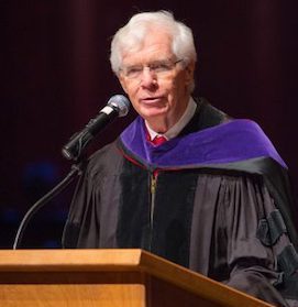 Former U.S. Sen. Thad Cochran is donating his papers to the University of Mississippi’s Modern Political Archives. Cochran, an alumnus and supporter of the university, is shown speaking at Chancellor Jeffrey Vitter’s investiture in 2016. Photo by Kevin Bain/Communications