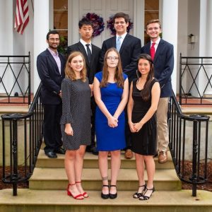 The 2018 cohort of Stamps Scholars at UM is: (front row, from left) Grace Dragna, Grace Marion and Valerie Quach, and (back row) Shahbaz Gul, Jeffrey Wang, Gregory Vance and Richard Springer. Photo by Bill Dabney