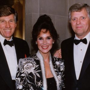 The late Gary Collins and the late Mary Ann Mobley, who passed away in 2012 and 2014 respectively, are pictured with UM Chancellor Emeritus Robert Khayat.