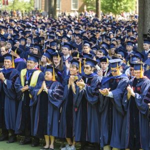 Thousands of UM graduates, family, friends and alumni are set to gather May 11 in the Grove for the university’s 166th Commencement exercises. Photo by Thomas Graning