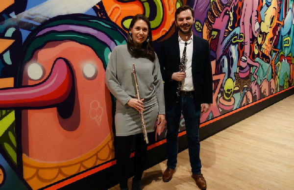Flutist Nave Graham (left) and oboist Austin Smith – friends since graduate school – are performing their first joint recital as faculty members in the UM Department of Music. They will perform a variety of contrasting works at 3 p.m. Sunday (Feb. 9) in Nutt Auditorium. 