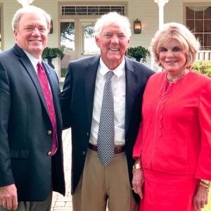 Louis Brandt, center, has become the inaugural emeritus board member of the University of Mississippi Foundation (UMF), an honor that reflects his longtime service to and support of his alma mater and the foundation. With him are, left, Wendell Weakley, UMF president and CEO, and Suzan Thames, UMF board chair.