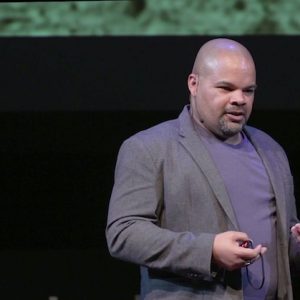 Don Guillory, a UM doctoral student in history, presents his research on slavery and enslaved people in Oxford during the 2020 TEDxUniversityofMississippi presentation in February. UM photo