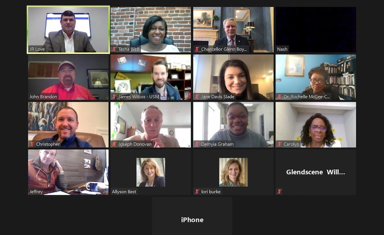Committee members meet virtually to plan activities for the 2021 Mississippi Entrepreneurship Forum. The sixth annual event is slated to be broadcast online April 13-14. Submitted photo
