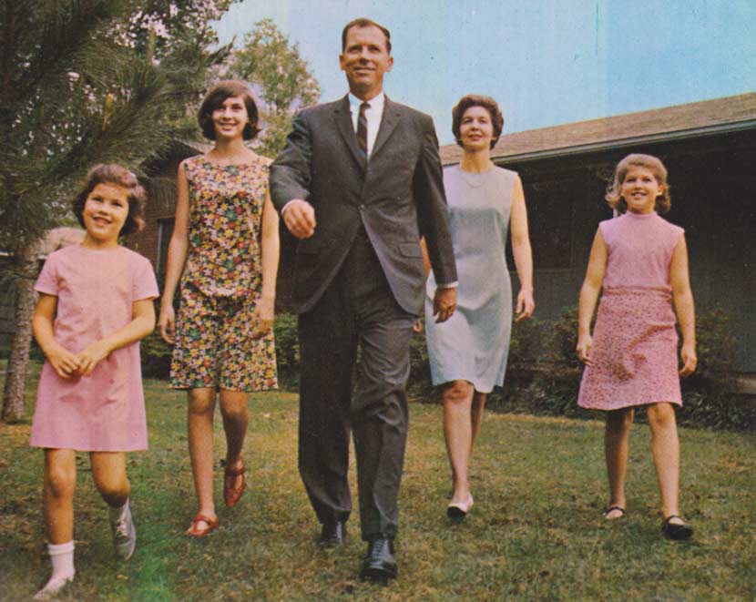 The Winters and their daughters Eleanor, Anne, and Lele (right) pictured in front of their house for the 1967 gubernatorial campaign.