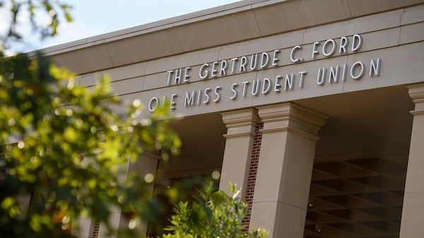 The university pays tribute to late Gertrude C. Ford and her foundation with the dedication of The Gertrude C. Ford Ole Miss Student Union. The ceremony is set for 10 a.m. Friday (Aug. 26) in the lobby near the Grove entrance. Photo by Thomas Graning/Ole Miss Digital Imaging Services