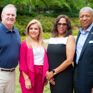 Co-chairs (from left) Sean and Leigh Anne Tuohy and Debra and retired Maj. Gen. Leon Collins are leading the steering committee for Now & Ever: The Campaign for Ole Miss, which has attracted $1.2 billion toward its $1.5 billion goal. Now & Ever is the largest fundraising campaign in the history of Mississippi universities. Fiscal year 2022 fundraising saw $150.6 million secured in private support. Photo by Bill Dabney/UM Foundation