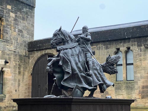 Statue of Sir Henry “Harry Hotspur” Percy in the Alnwick courtyard. Photo by Gabrielle Newman