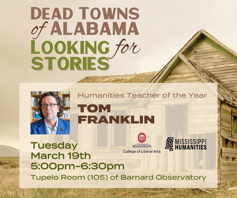 Tom Franklin, UM humanities teacher of 2024 award graphic